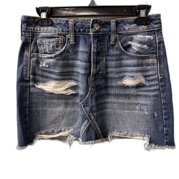 American Eagle‎ Hi-Rise Festival Mini Jean Skirt Distressed Size 2 - Picture 1 of 15